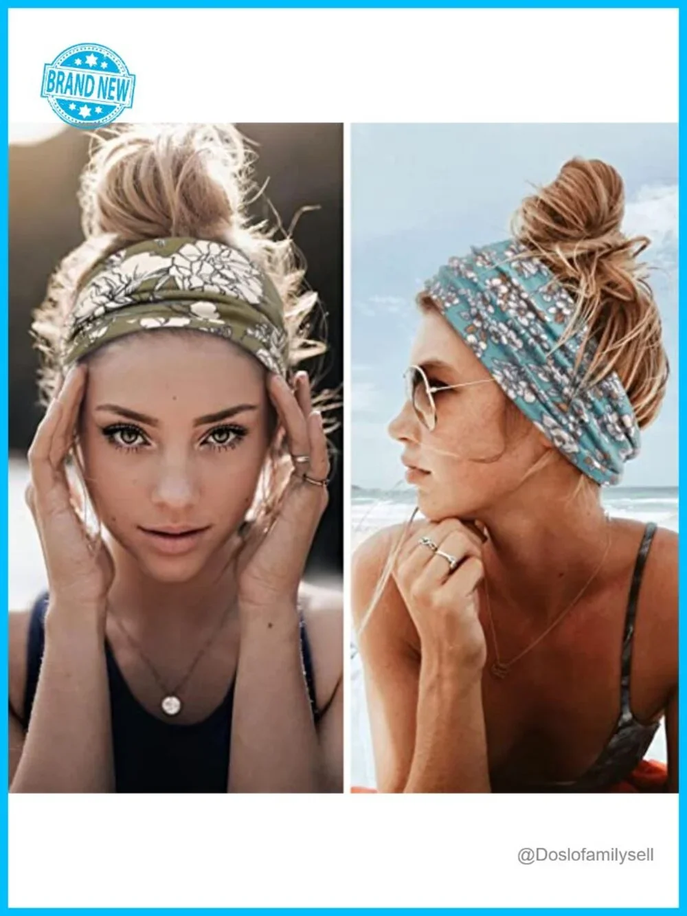 Boho Wide Non Slip Yoga Headbands 6 Pack Cotton Hair Bands
